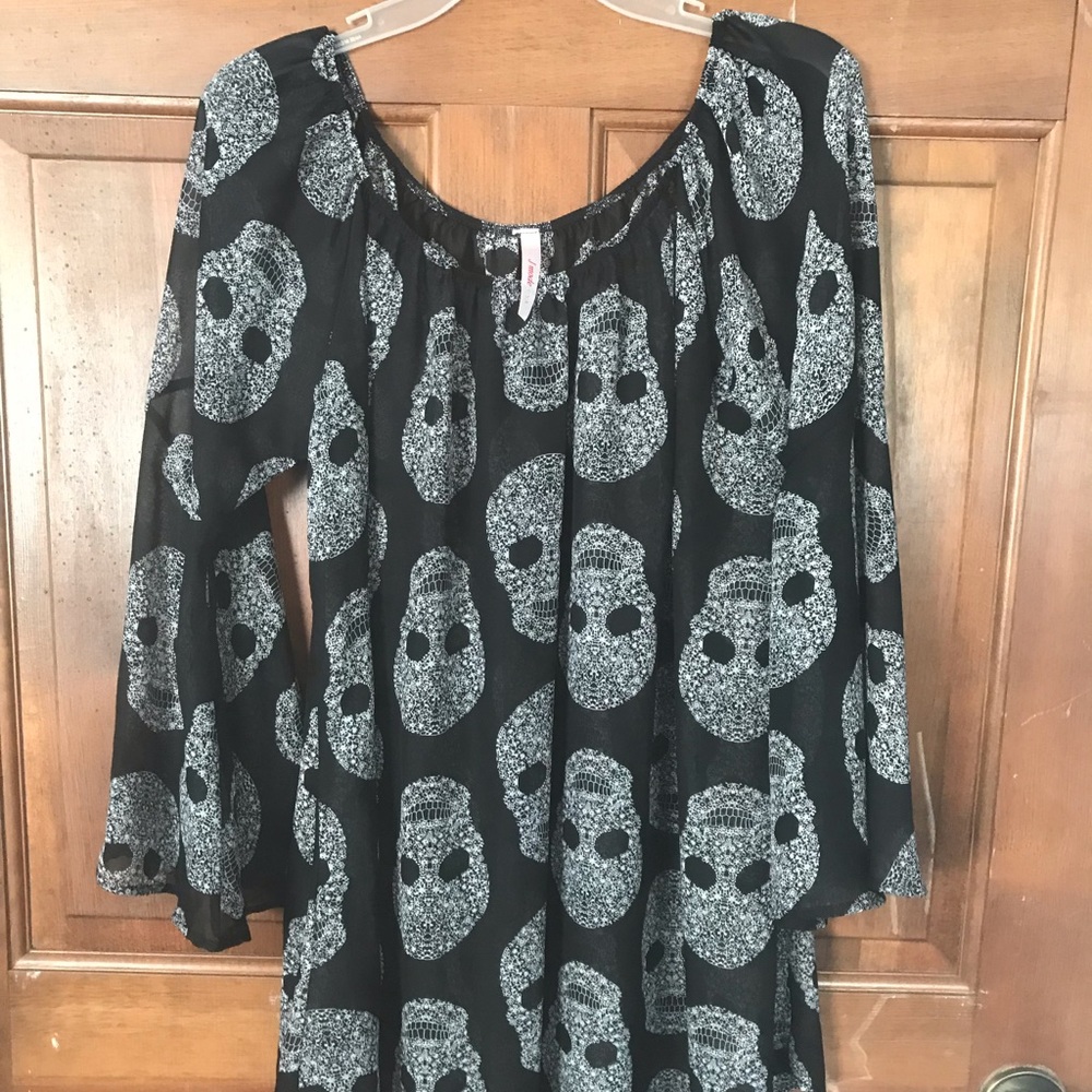 3X Sheer Black Skull Top